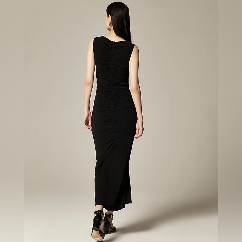 NWT J CREW Ruched center-seam dress in matte jersey in black - Picture 5 of 7